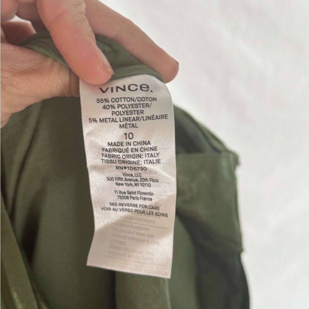 Vince Women’s Sz 10 Metallic Twist Front Cotton Blend Skirt Green - Picture 9 of 9